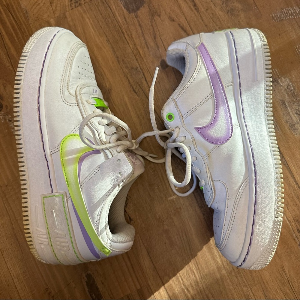 Nike Air Force 1 Low Shadow White/Electric Green Purple - Picture 8 of 9